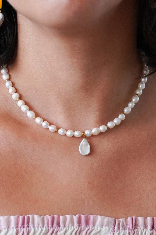 Collier perles d'eau oyster