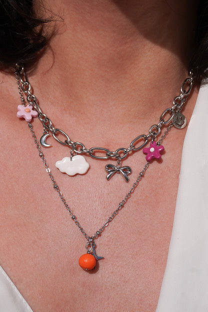 Collier argenté Esther - charms personnalisables