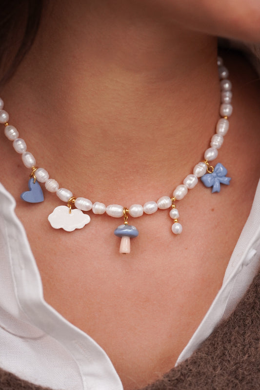 Collier perles d'eau douce - charms personnalisables