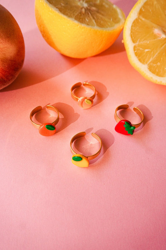 Bague fruits doré - charms personnalisables