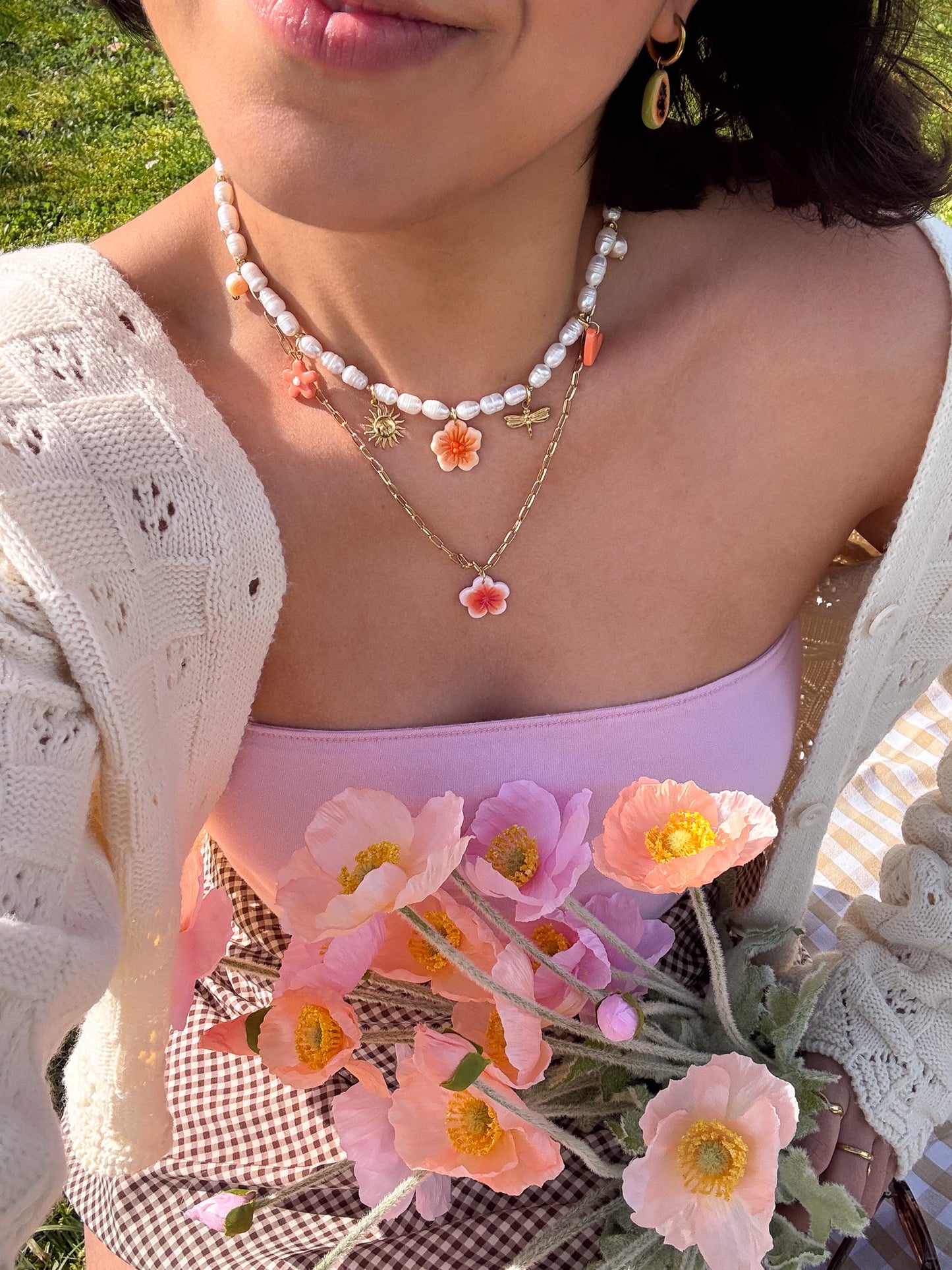 Collier perles d'eau douce - charms personnalisables