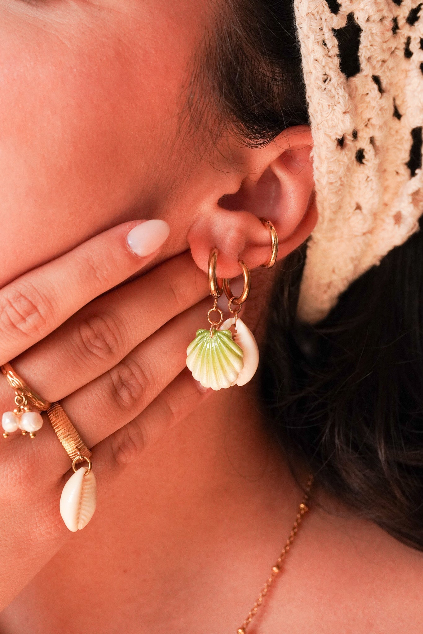 Boucle d’oreille coquillage – charms personnalisables - Handly atelier