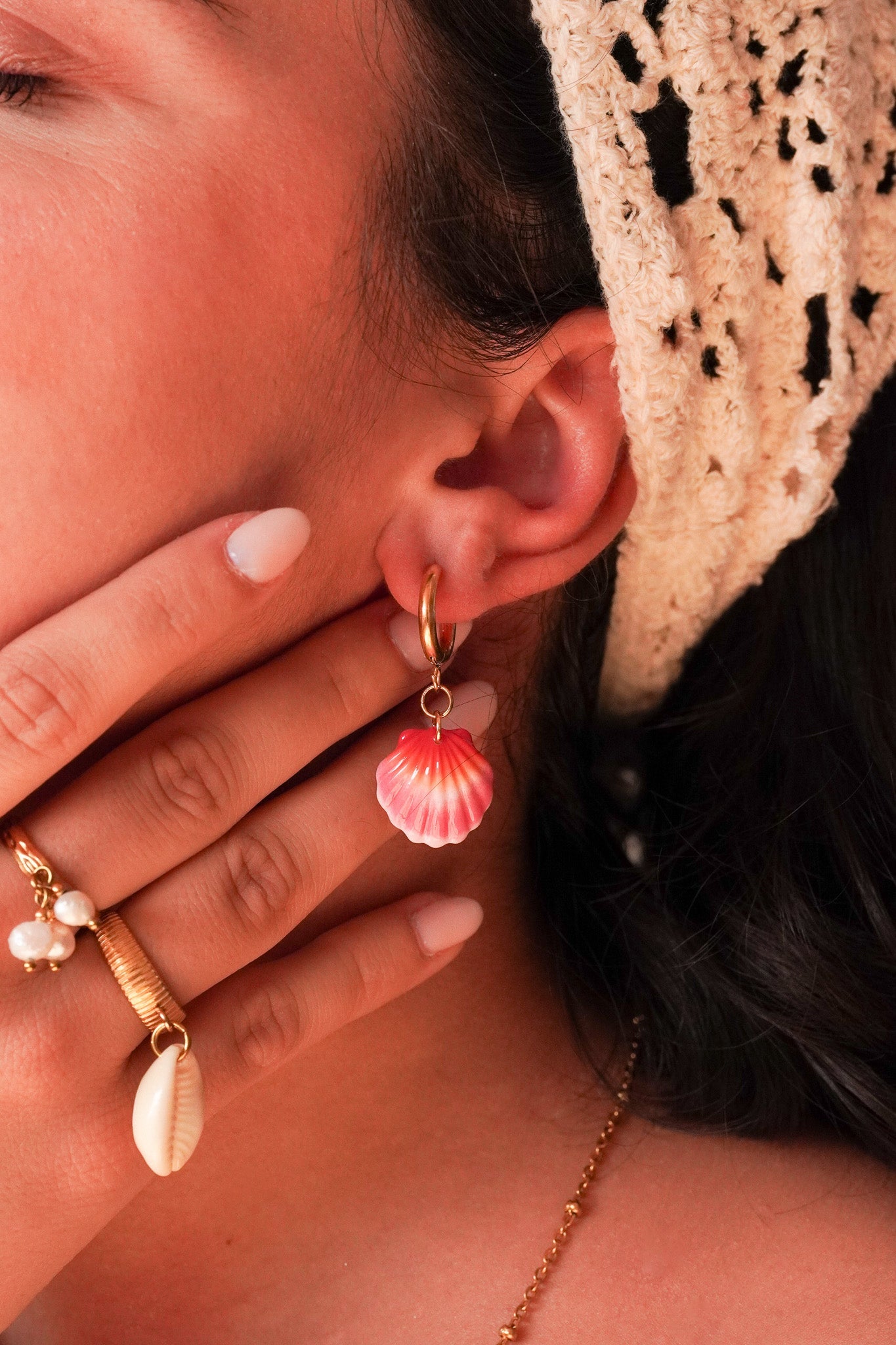 Boucle d’oreille coquillage – charms personnalisables - Handly atelier