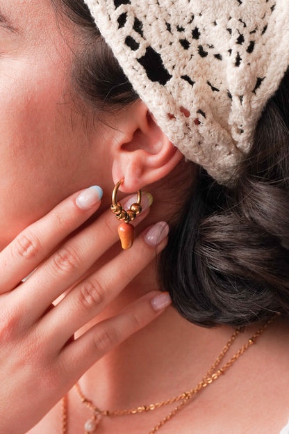 Boucles d’oreilles créoles Marie - charms personnalisables - Handly atelier