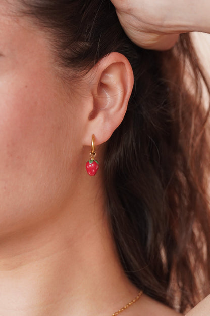 Boucles d'oreilles fraises - Handly atelier