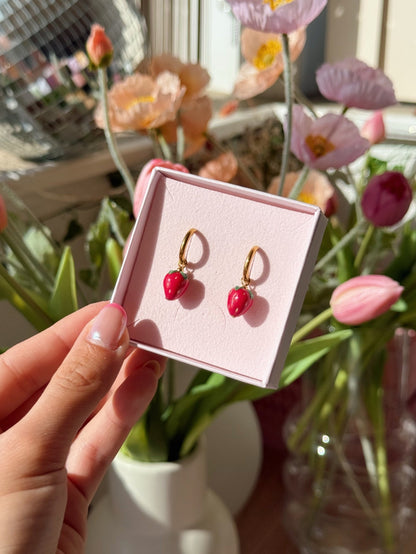 Boucles d'oreilles fraises - Handly atelier