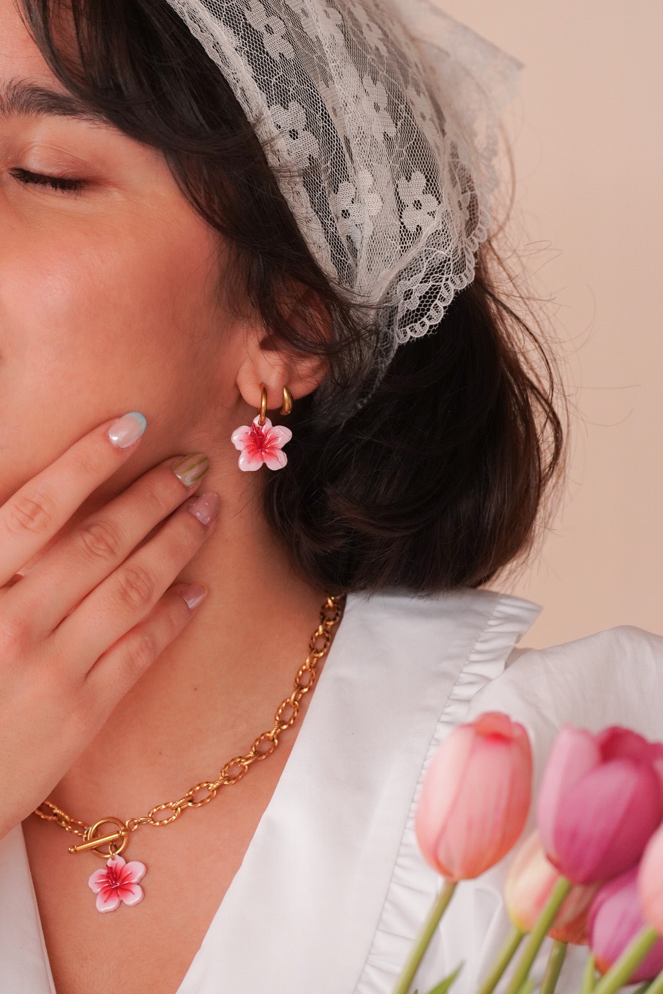 Boucles d'oreilles Hibiscus - Handly atelier