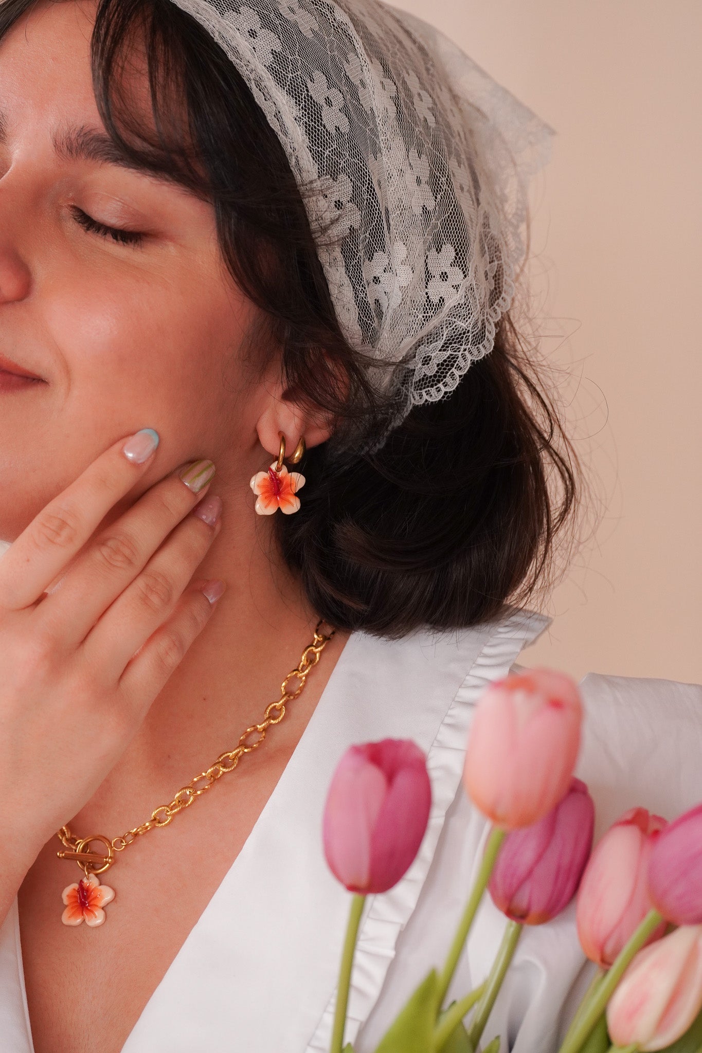 Boucles d'oreilles Hibiscus - Handly atelier