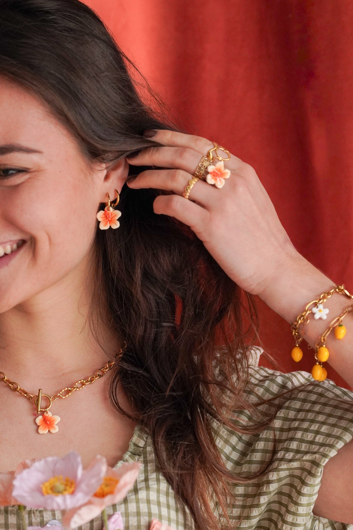 Boucles d'oreilles Hibiscus - Handly atelier