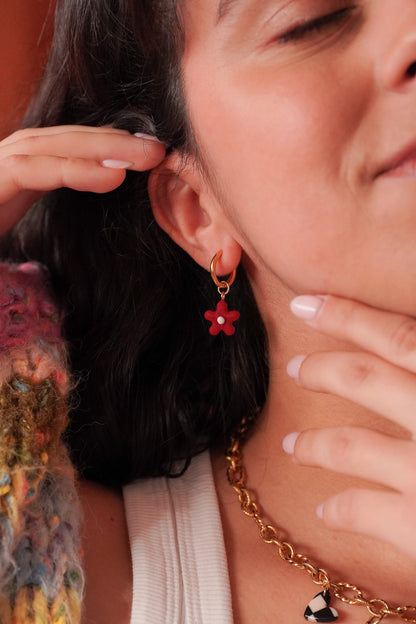 Boucles d'oreilles mini fleurs - charms personnalisables - Handly atelier