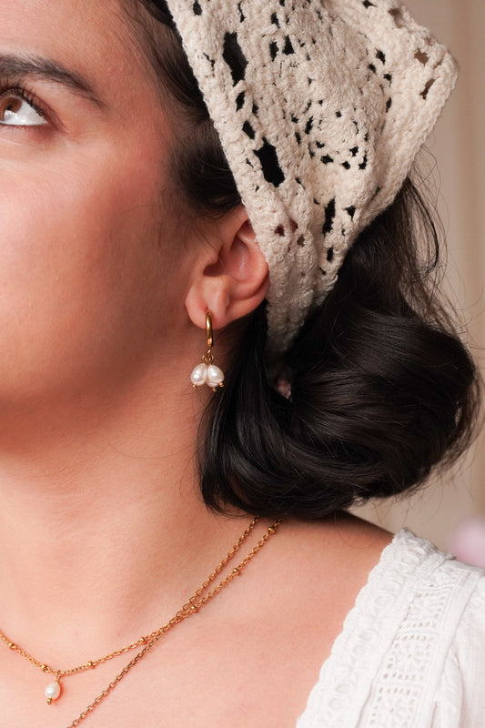 Boucles d’oreilles triples perles d’eau douce - Handly atelier