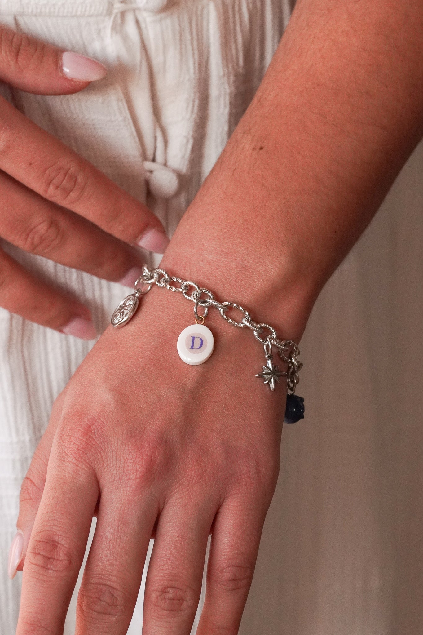 Bracelet argenté Sofia - charms personnalisables - Handly atelier