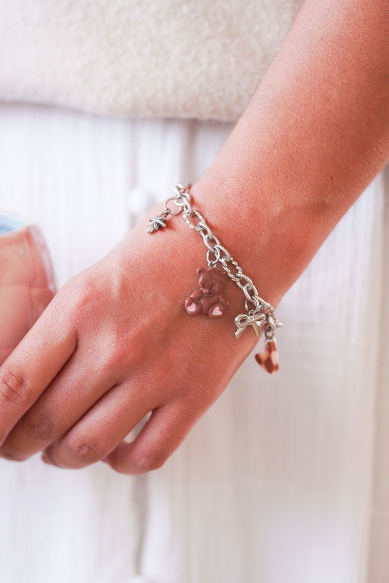Bracelet argenté Sofia - charms personnalisables - Handly atelier