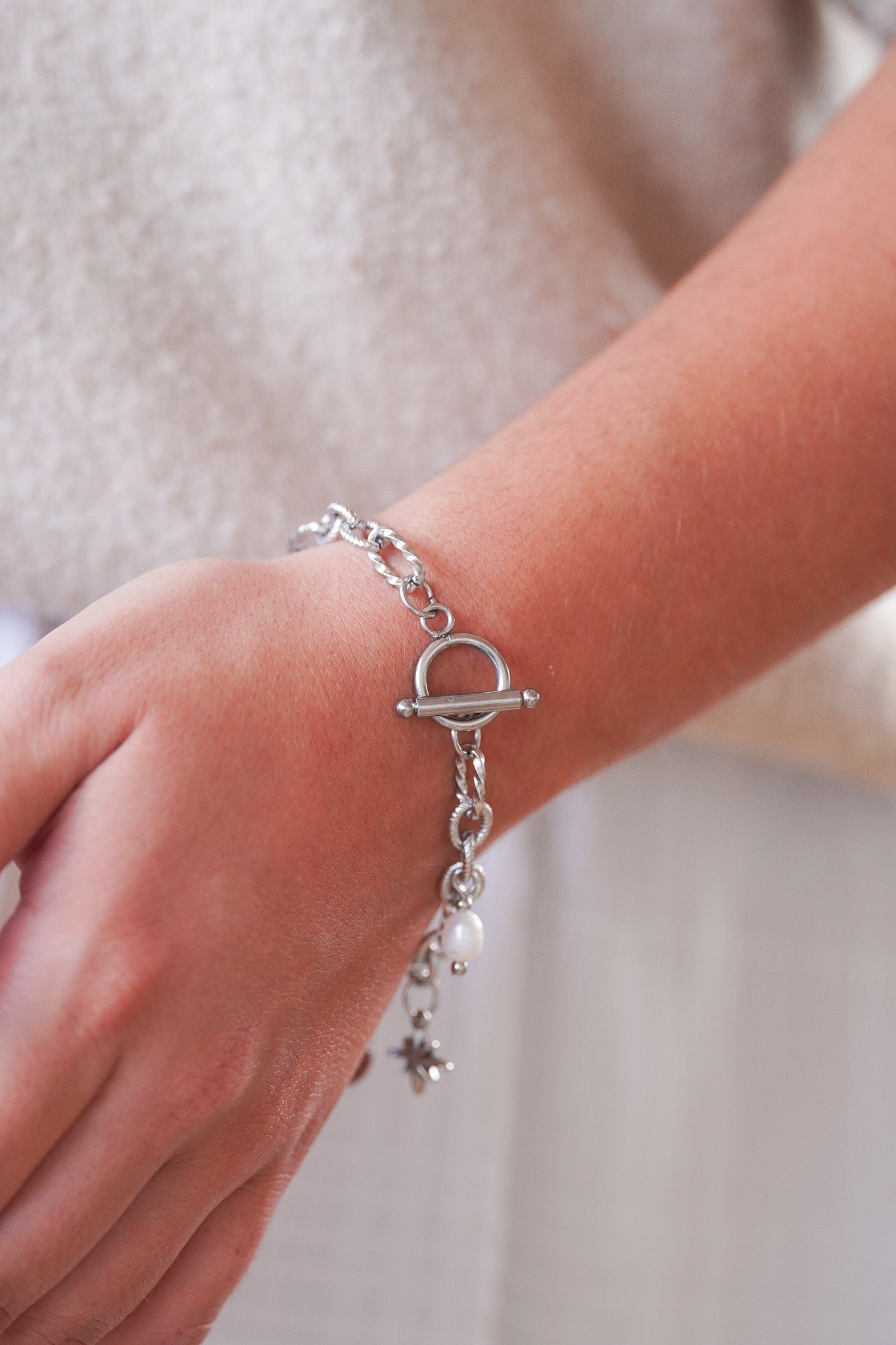 Bracelet argenté Sofia - charms personnalisables - Handly atelier