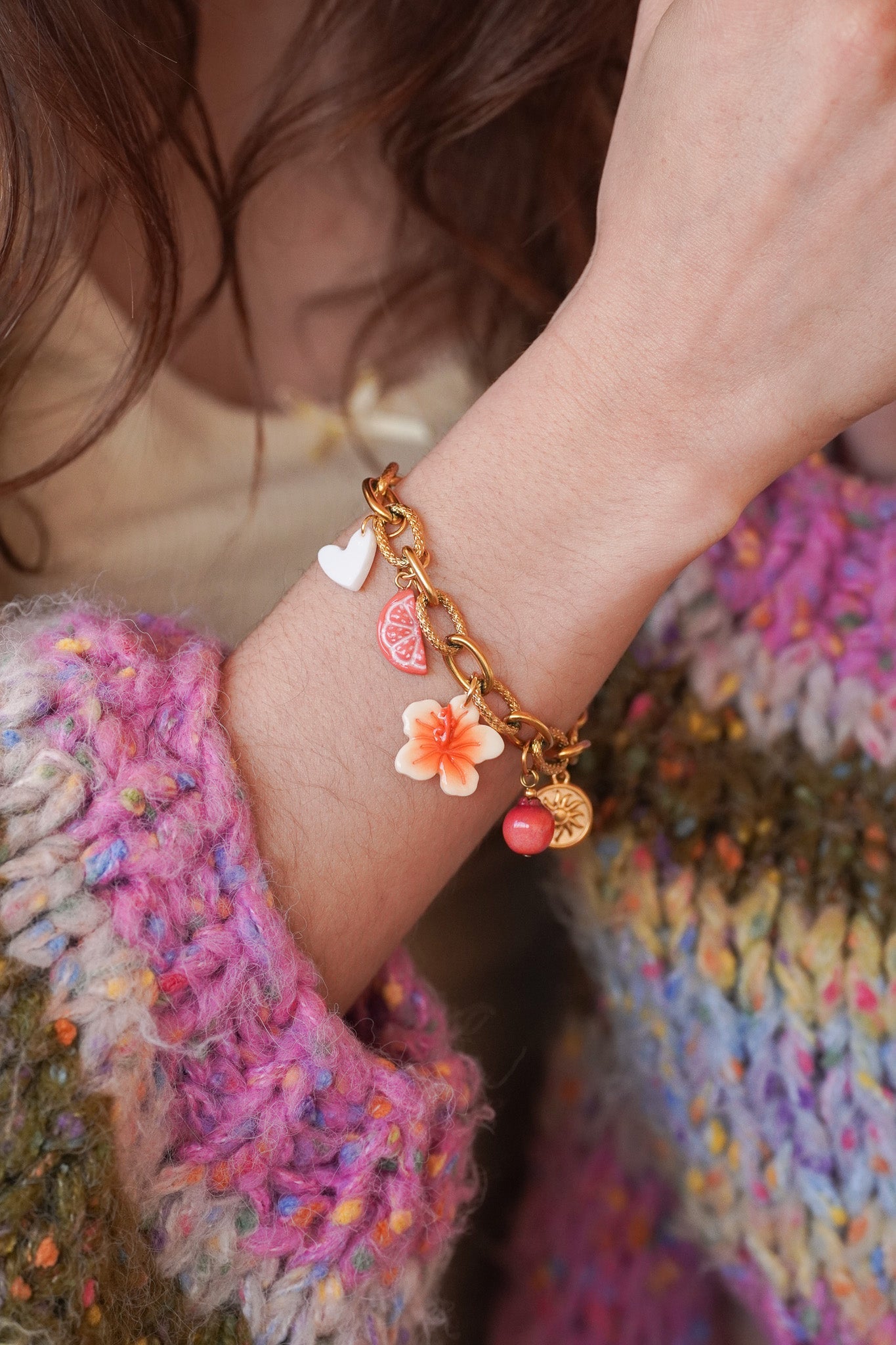 Bracelet doré Colombe - charms personnalisables - Handly atelier