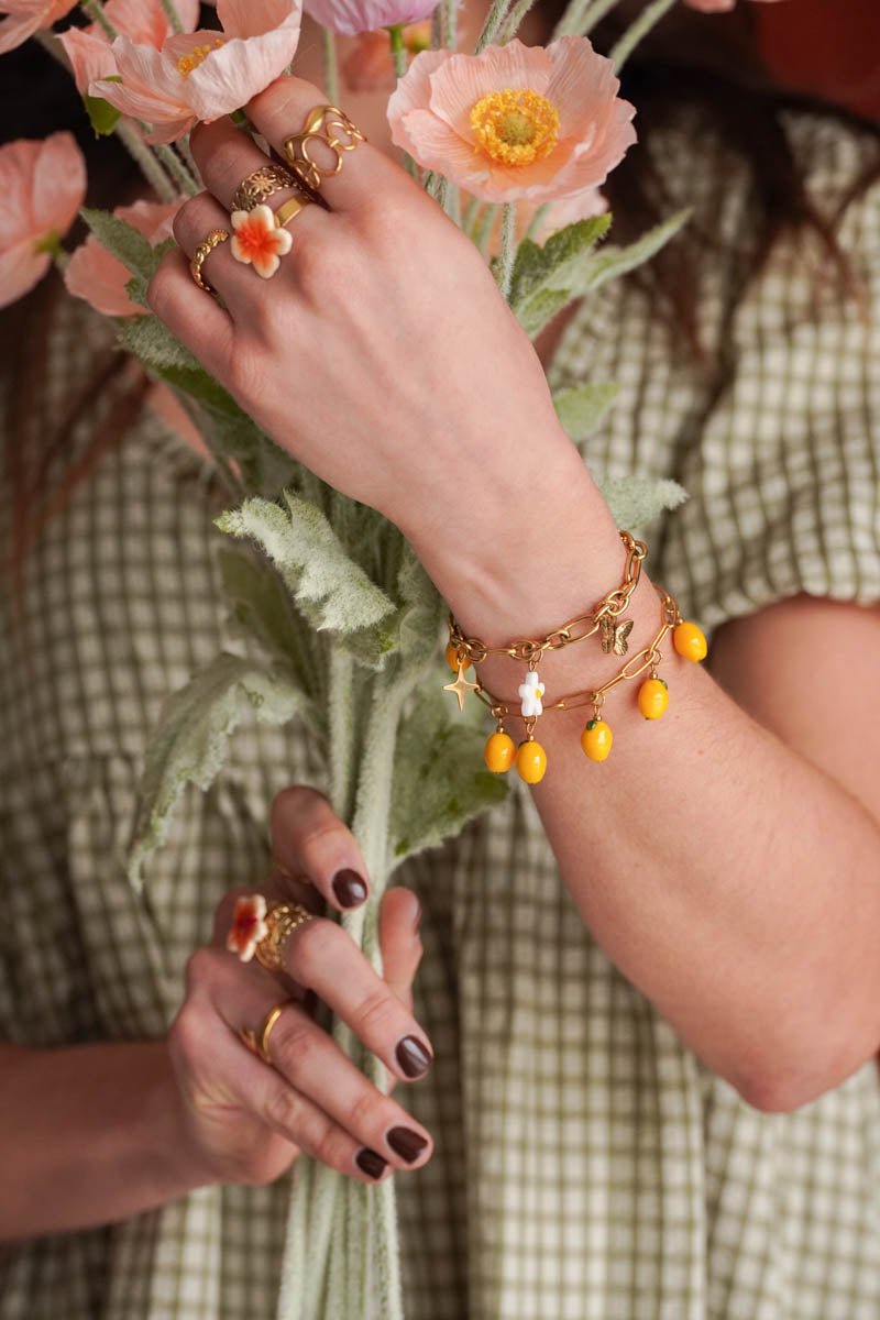 Bracelet doré Orthense - charms personnalisables - Handly atelier