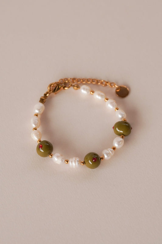 Bracelet perles d'eau douce Olive - Handly atelier