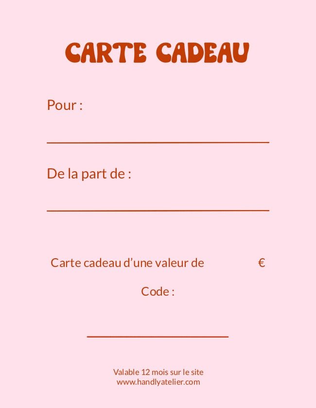 Carte cadeau électronique Handly Atelier - Handly atelier