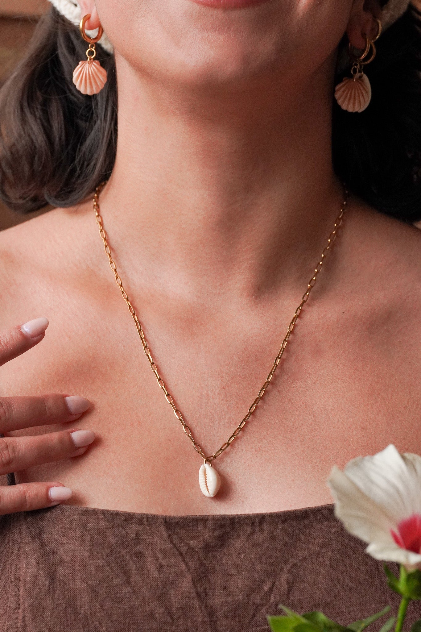 Collier coquillage cauri - Handly atelier