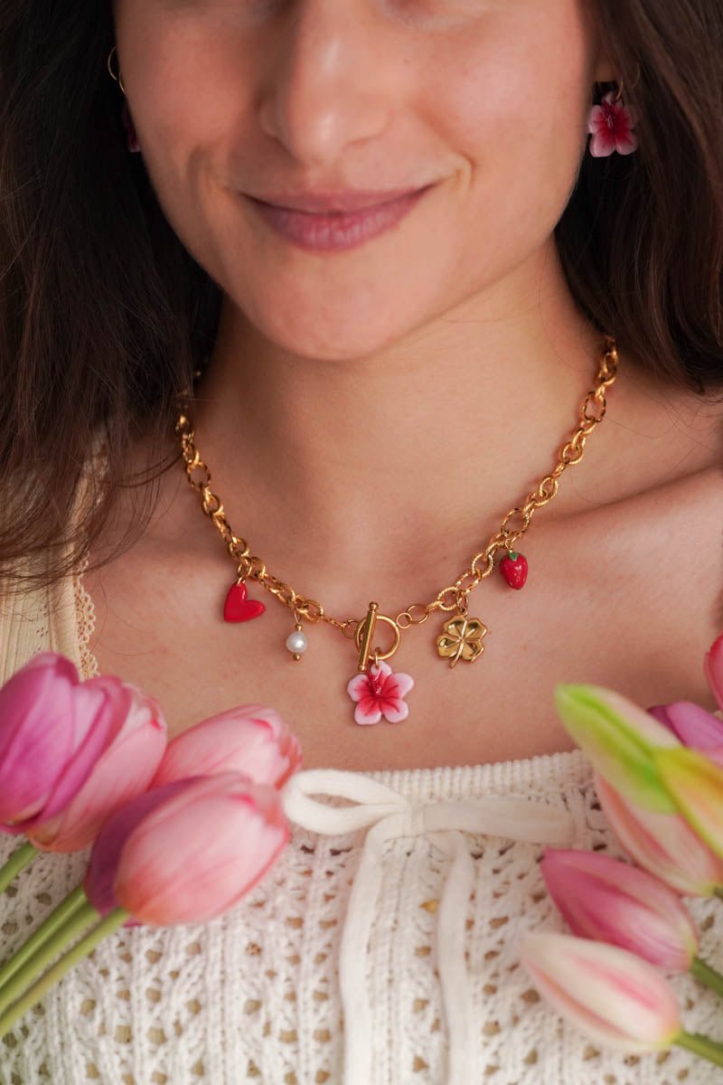 Collier doré Amélia - charms personnalisables - Handly atelier