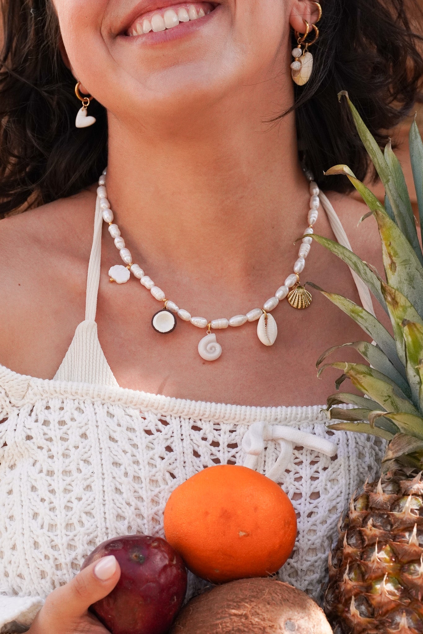 Collier perles d'eau douce - charms personnalisables - Handly atelier