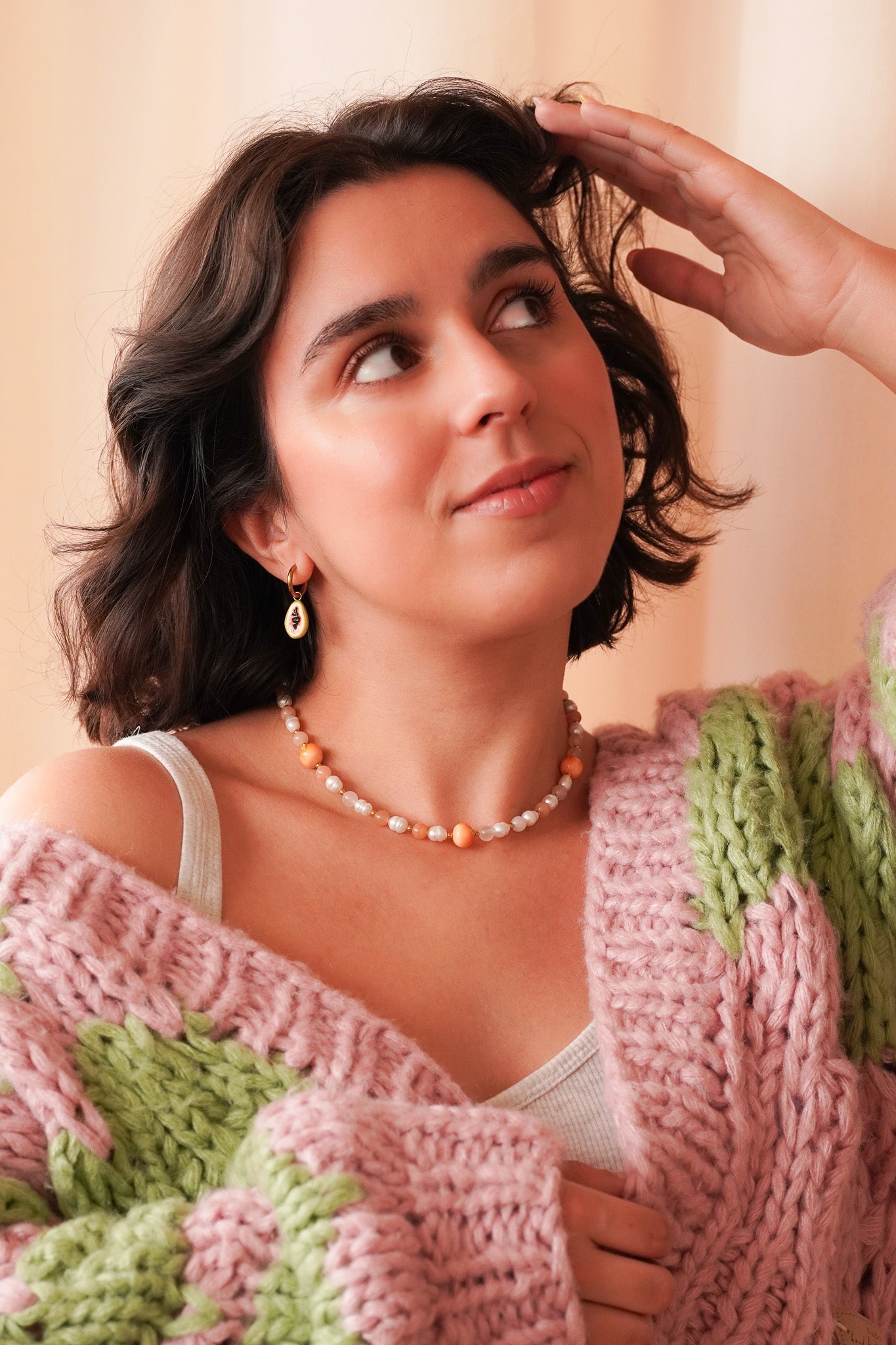 Collier perles d'eau douce pêche - Handly atelier